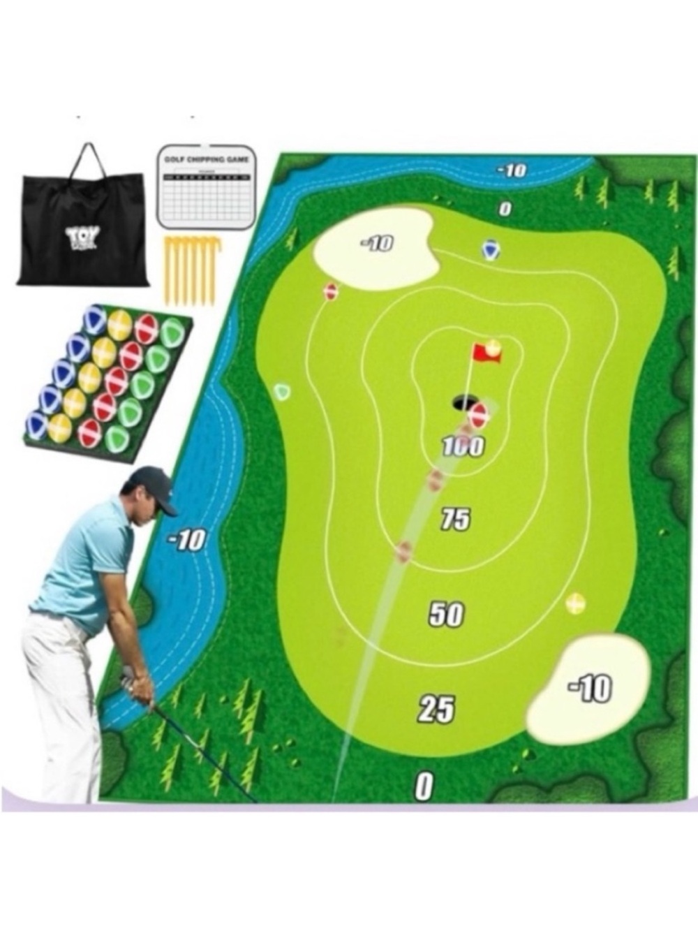 🆕- Chipping Golf Practice Mat Golf Game. Indoor/Outdoor. New in Box